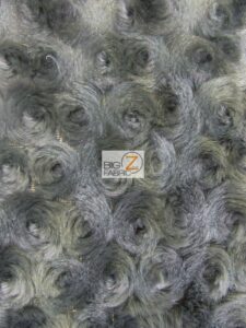 Floral Rosette Minky Fabric Raccoon Grey