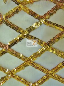 Golden Diamond Sequins Dress Fabric Gold