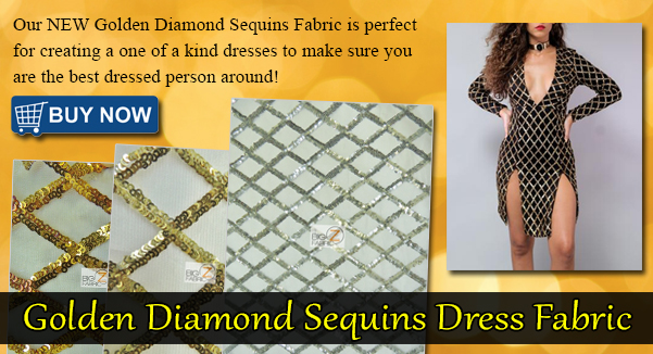 Golden Diamond Sequins Dress Fabric