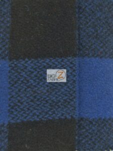 Buffalo Plaid Wool Fabric Blue