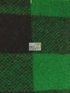 Buffalo Plaid Wool Fabric Green