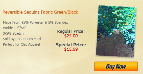 Reversible Mermaid Sequin Spandex Fabric Green/Black