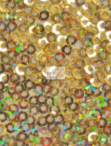 Mini Disc Sequin Nylon Mesh Fabric Holographic Gold