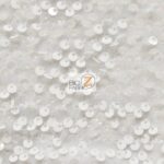Rain Drop Sequin Stretch Velvet Fabric White