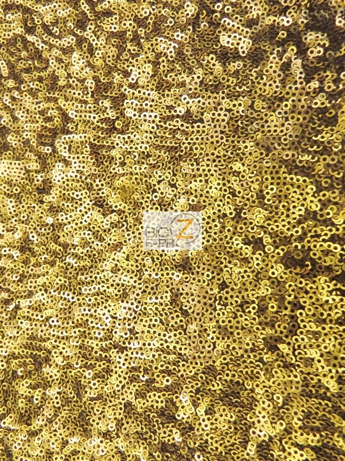 Mini Disc Sequin Nylon Mesh Fabric Dark Gold