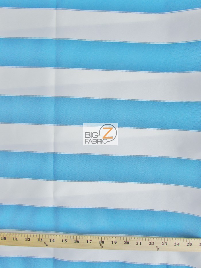 2 Tone Stripe Deck Canvas Outdoor Waterproof Fabric Aqua/White