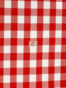 Checkered Gingham 100% Polyester Poplin Fabric Red