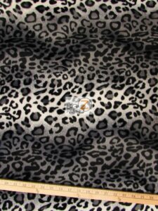 Leopard Velboa Fabric Gray