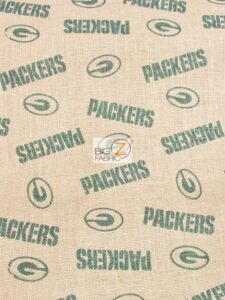 NFL Licensed Burlap Fabric Green Bay Packers