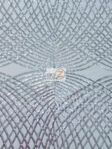 Unique Diamond Lace Sequin Dress Fabric Silver