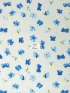 Butterfly Print Flannel Fabric Blue