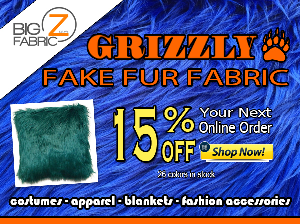 Solid Grizzly Shaggy Fake Fur Fabric Sale