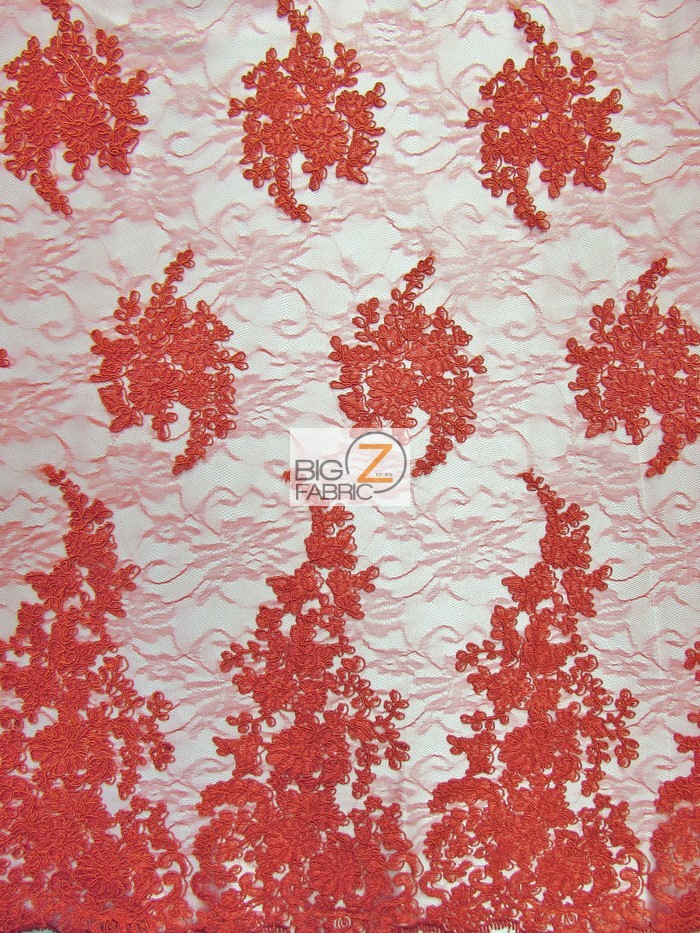 Red Serenity Floral Sheer Lace Fabric