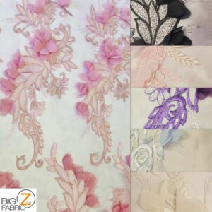 Divine Wings 3D Floral Chiffon Lace Fabric