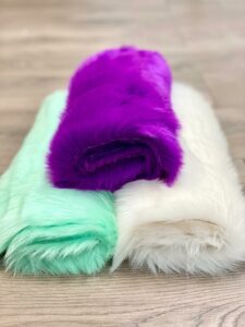 purple, green, ivory, faux fur