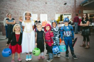 children wearing halloween costume