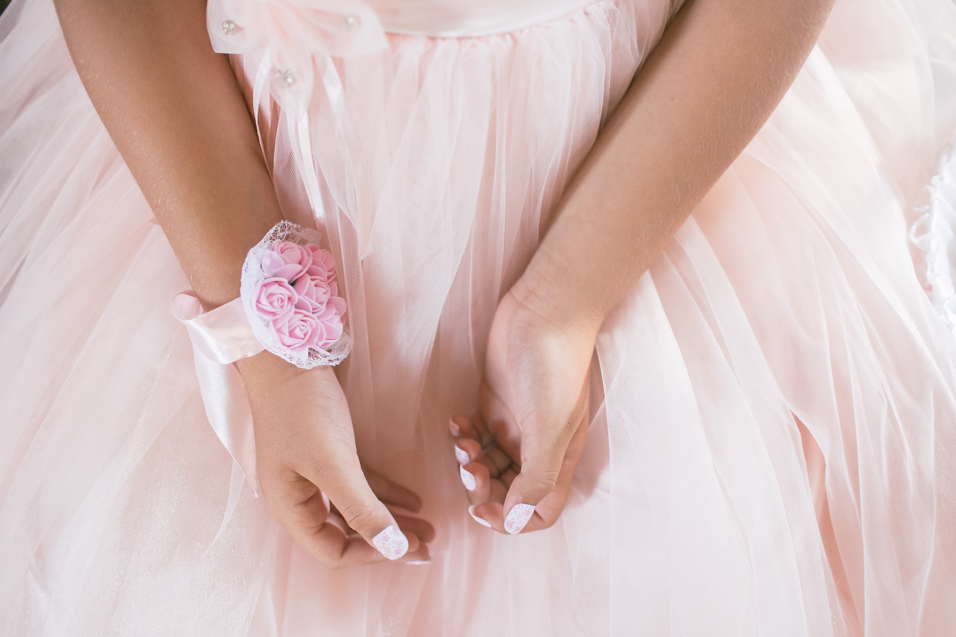 girl in pink chiffon dress